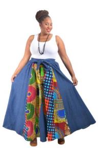 African Denim High Waist Skirt